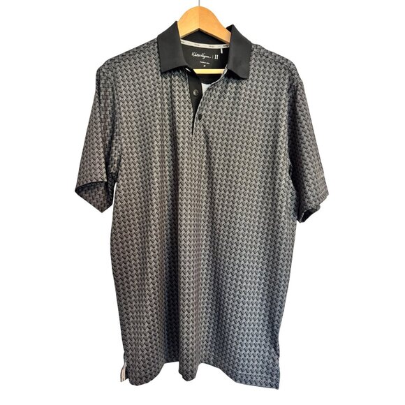 Walter Hagen Tee Time Size Medium Print Polo Houndsteeth Golf Men's  Navy Gray P - Picture 1 of 10